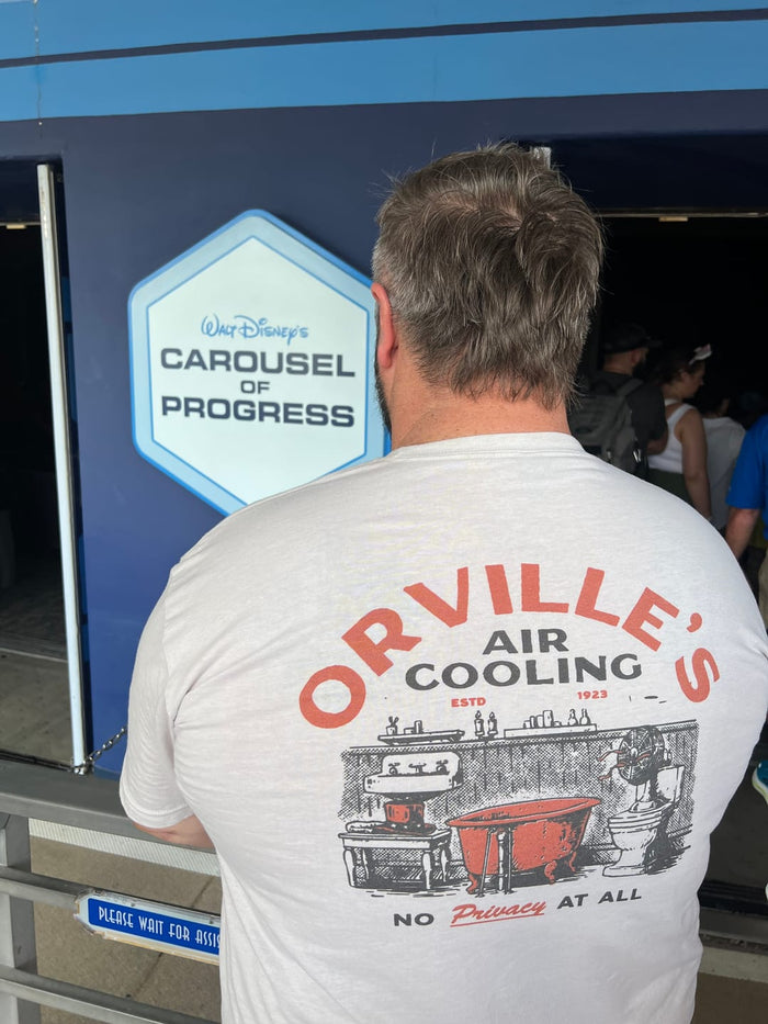 Customer wearing the Orville's Air Cooling tee at Magic Kingdom