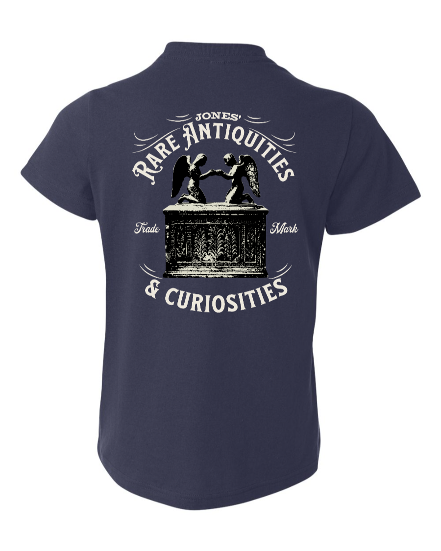 Navy Youth T-Shirt from Jones Rare Antiquities by Corner of Main, featuring a casual fit and youth-sized design.