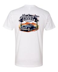 White Hudson's Garage Car's Next Level T-Shirt